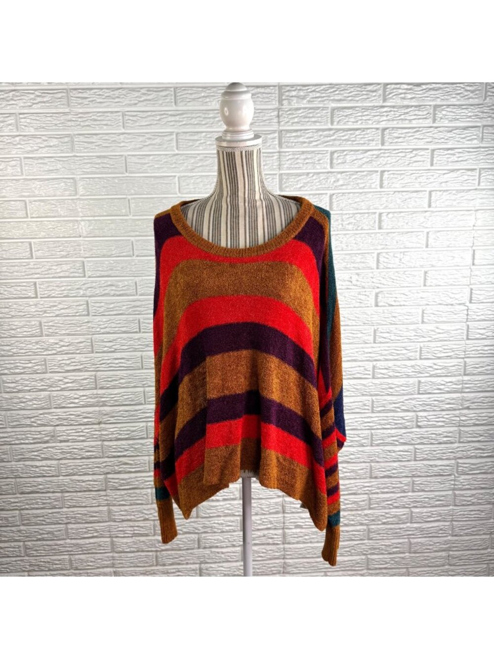 Free People All About You Sweater Terracotta Oversized Slouchy Striped Size XS